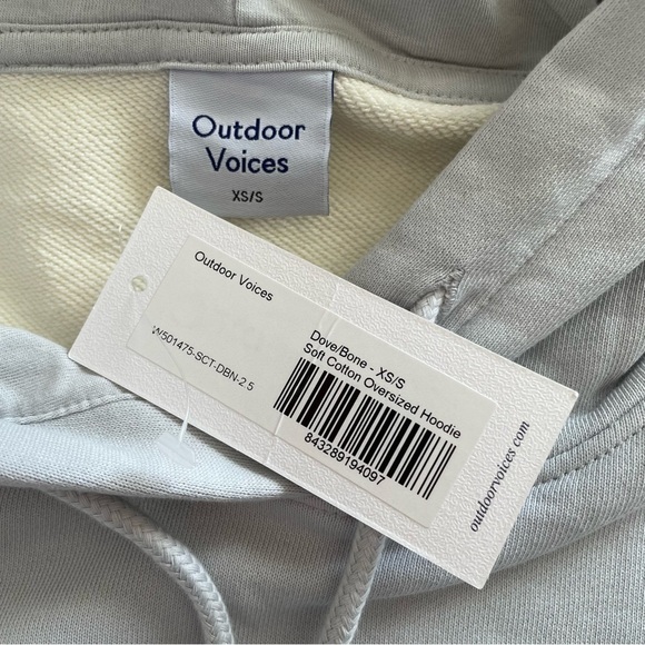 NWT Outdoor Voices Long Sleeve Dove Blue Bone White Oversized Hoodie Size XS - Picture 6 of 6